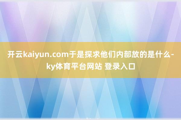 开云kaiyun.com于是探求他们内部放的是什么-ky体育平台网站 登录入口