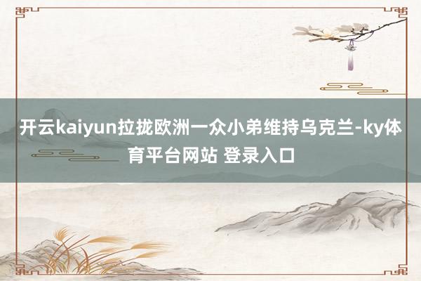 开云kaiyun拉拢欧洲一众小弟维持乌克兰-ky体育平台网站 登录入口