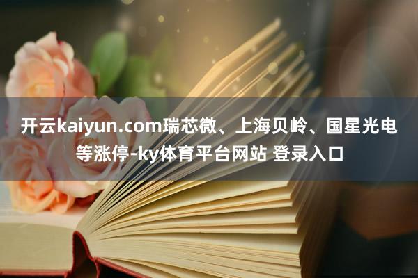 开云kaiyun.com瑞芯微、上海贝岭、国星光电等涨停-ky体育平台网站 登录入口