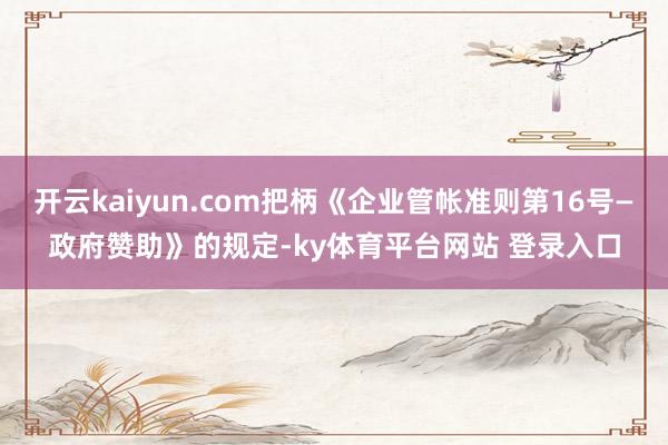 开云kaiyun.com把柄《企业管帐准则第16号—政府赞助》的规定-ky体育平台网站 登录入口